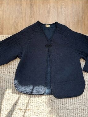 DONNI. The Quilted Jacket Navy Blue XS Oversized Button
